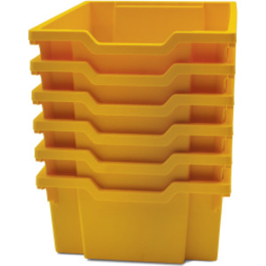 Deep F2 Tray, Sunshine Yellow, 12.3" x 16.8" x 5.9", Heavy Duty School, Industrial & Utility Bins, Pack of 6