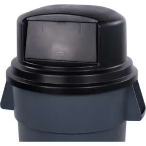 Carlisle, Bronco, Dome, Polyethylene (HDPE), 55 gal, Black, Receptacle Lid