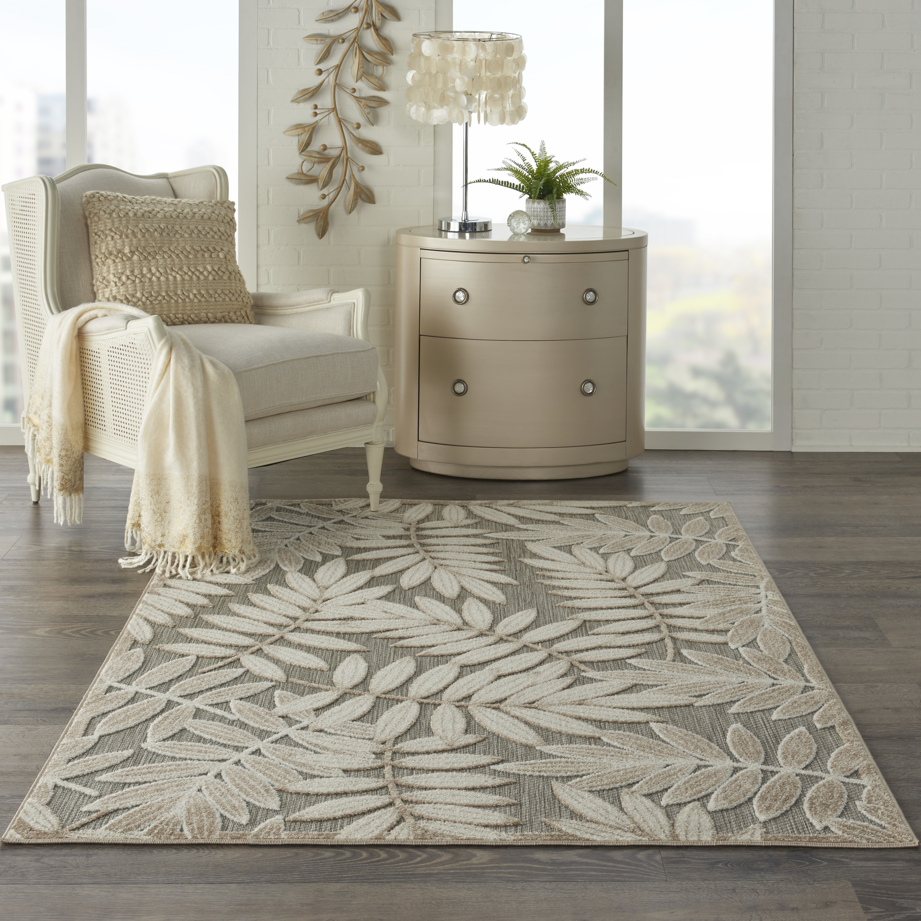 Nourison Aloha 3'6" x 5'6" Natural Tropical Rug