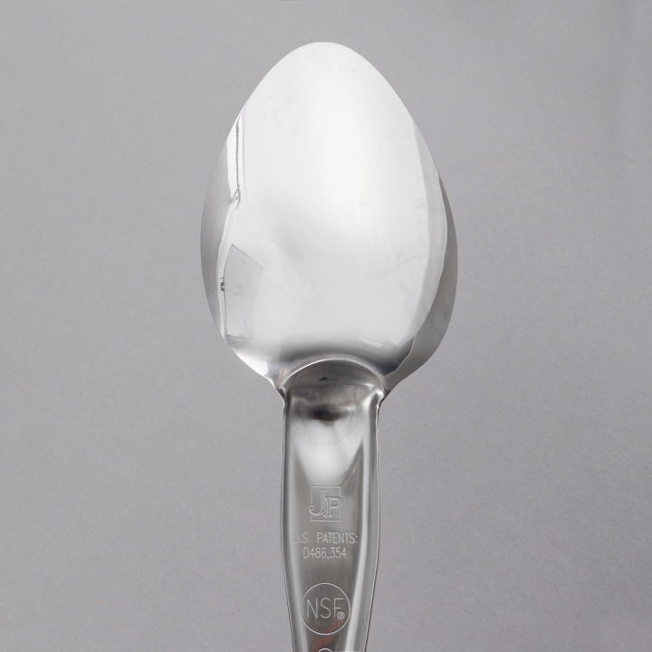 14-inch heavy-duty stainless steel solid basting spoon with white Ergo Grip™ handle