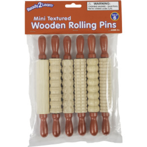 Mini Textured Wooden Rolling Pins - Set of 6