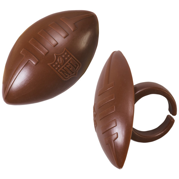 NFL Brown Football with Shield Cupcake Rings