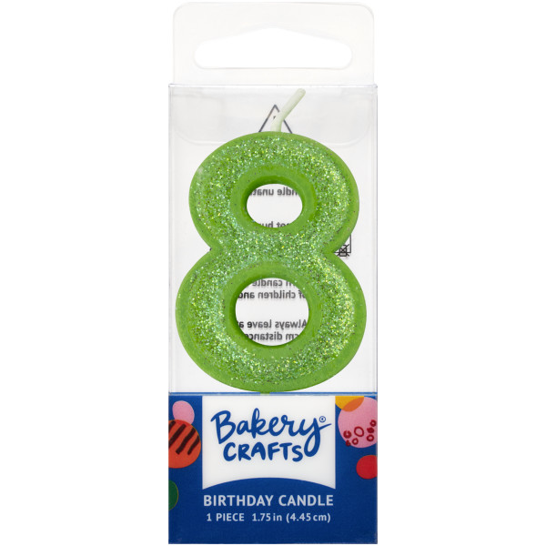 Mini Glitter Green Numeral Candles