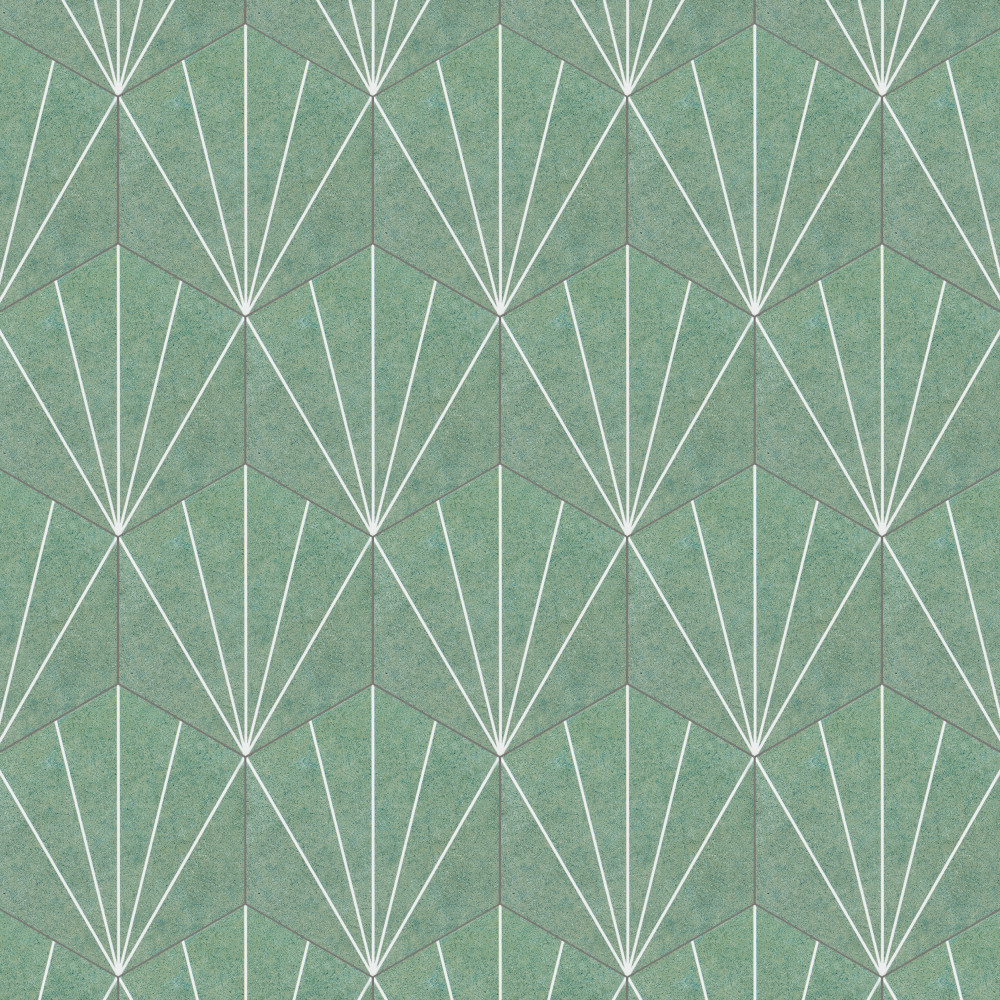 Aster Hex Verde 8.63x9.88 Hexagon Porcelain Floor and Wall Digital Pattern