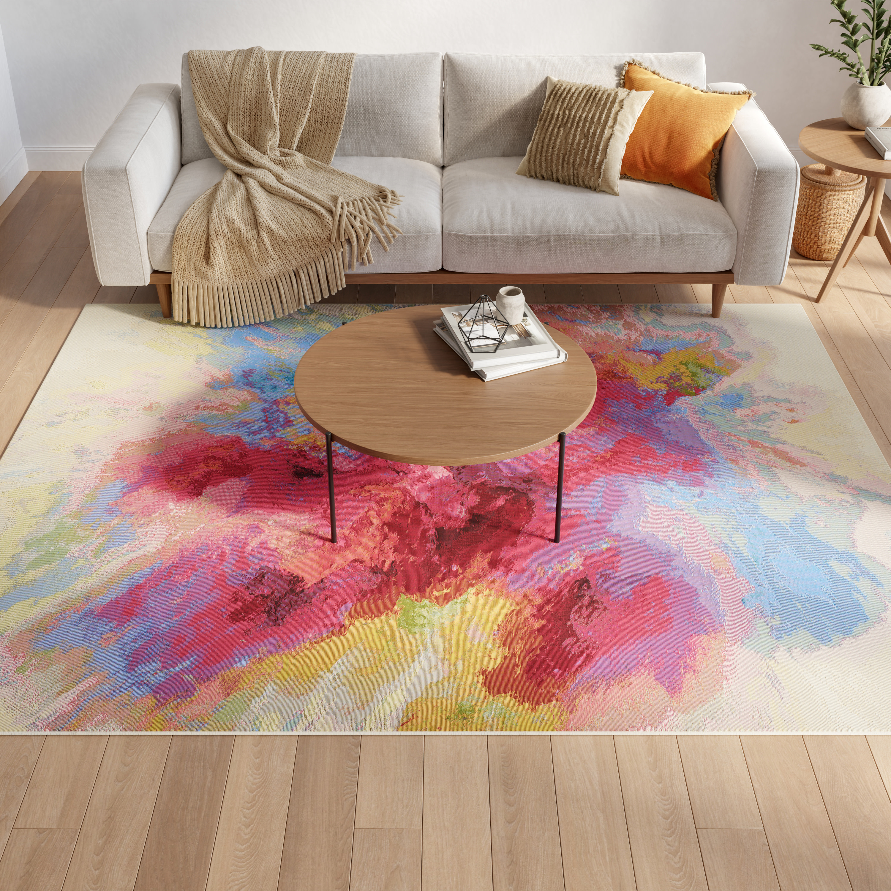 Nourison Color Splash 4' x 6' Ivory Multicolor Modern Rug
