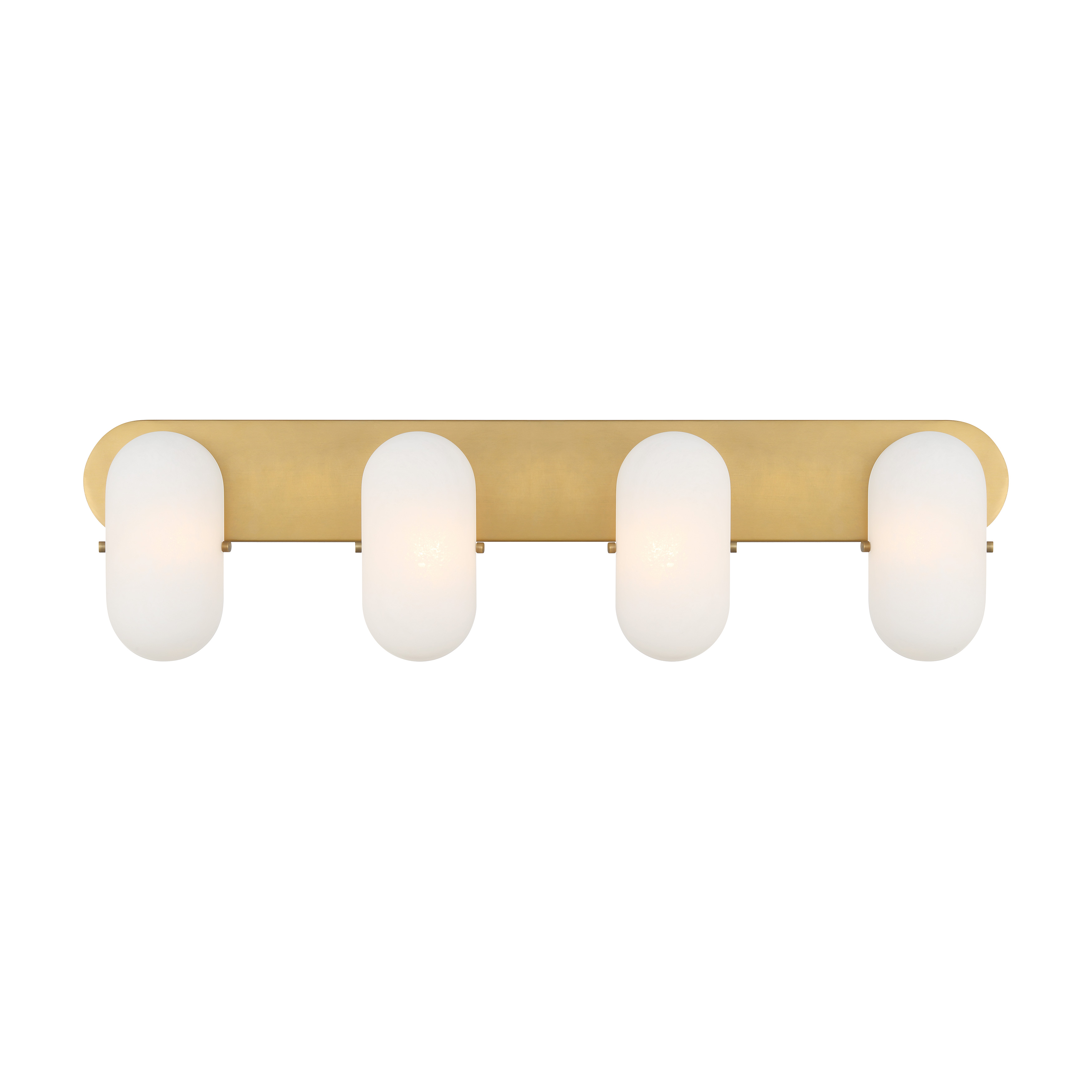 The Heathcote vanity light combines contemporary styling with warm Legacy Brass finish and etched alabaster glass shades. At 32 inches wide, it provides excellent illumination for double vanities while meeting ADA compliance standards. - alternate view