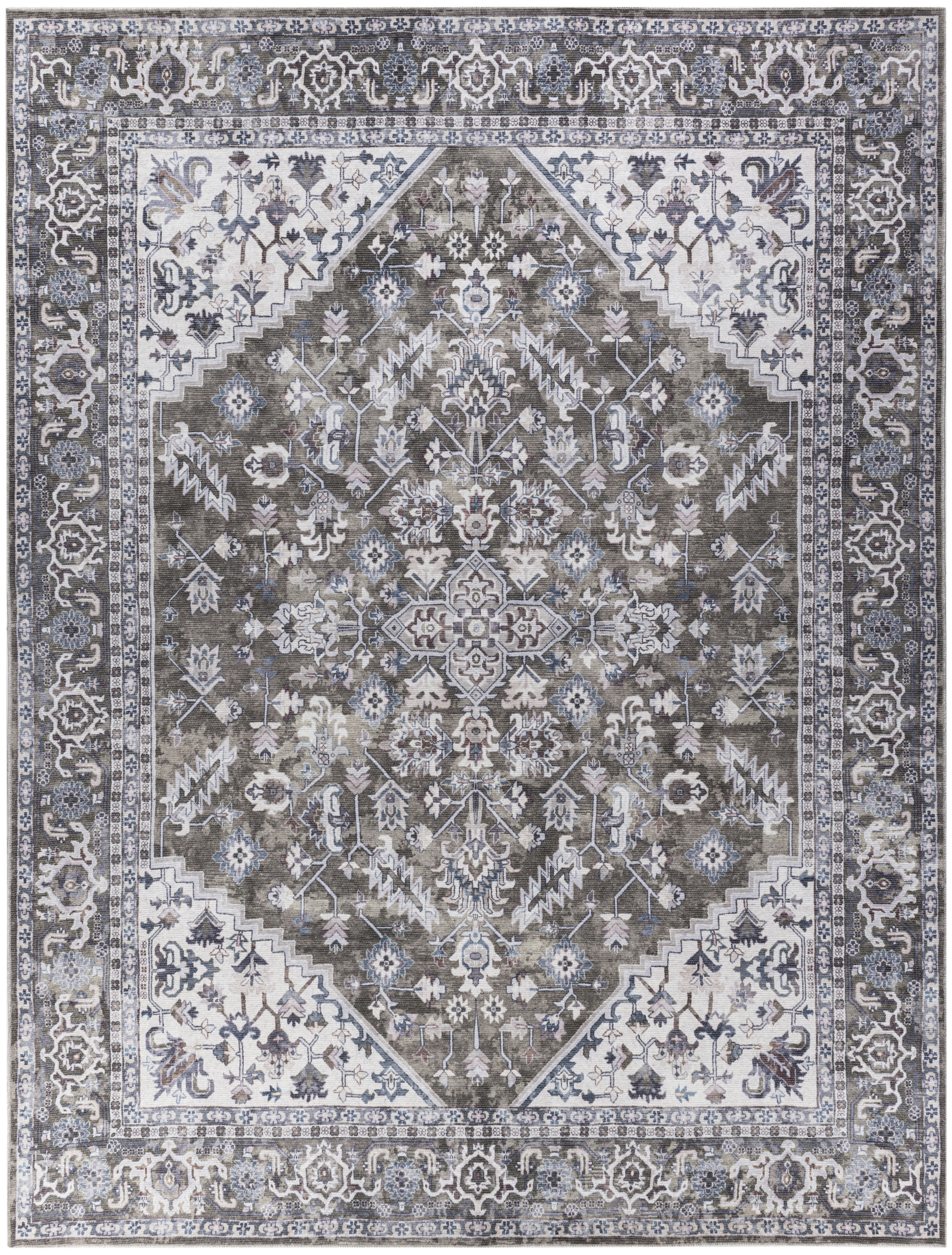 Nourison New Concept Washables 9'2" x 12' Olive Ivory Vintage Indoor Rug