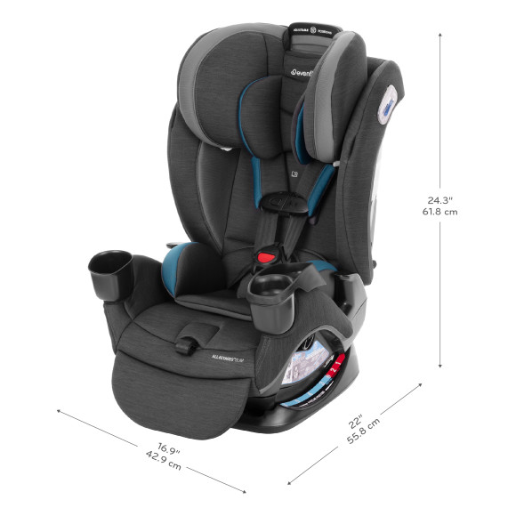 All4Stages Slim Plus Canopy 4-in-1 Convertible Car Seat dimensions diagram