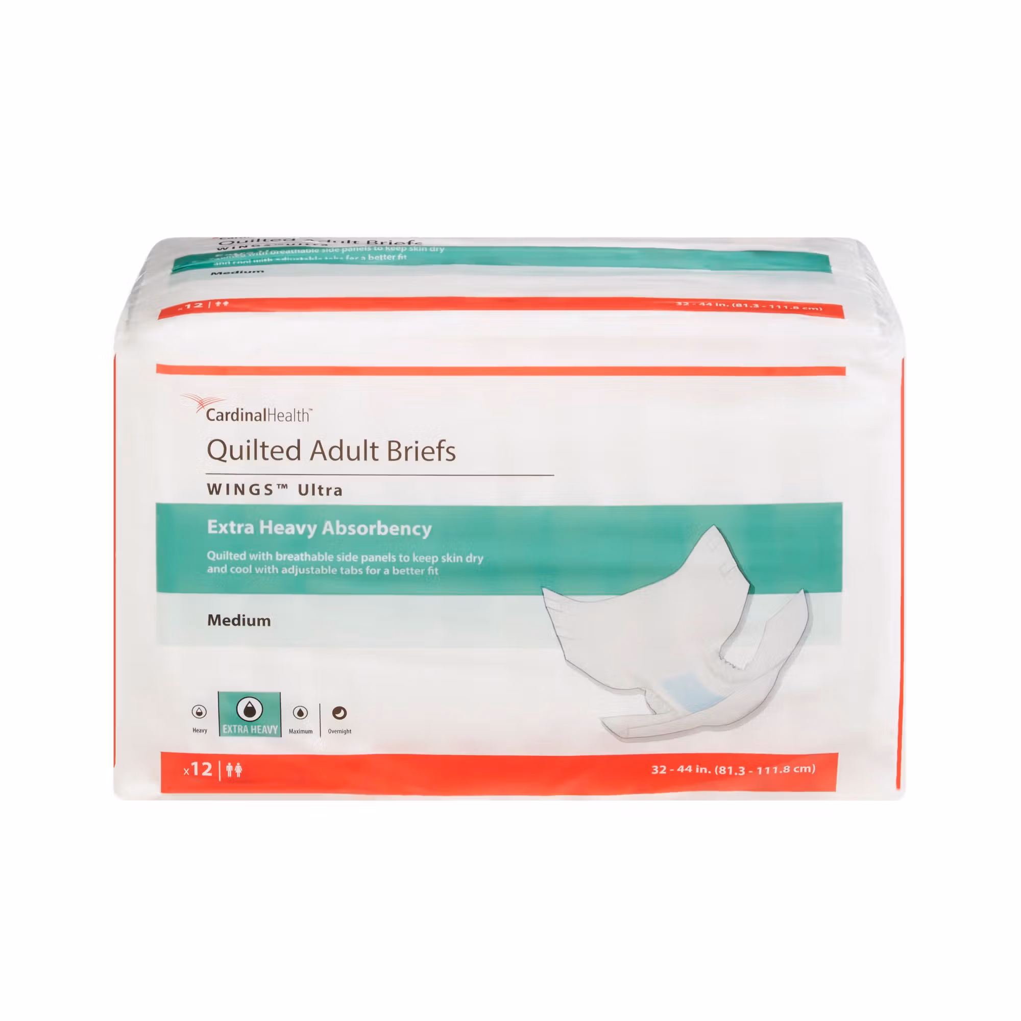 Wings™ Ultra Quilted Extra Heavy Absorbency Incontinence Brief, Medium