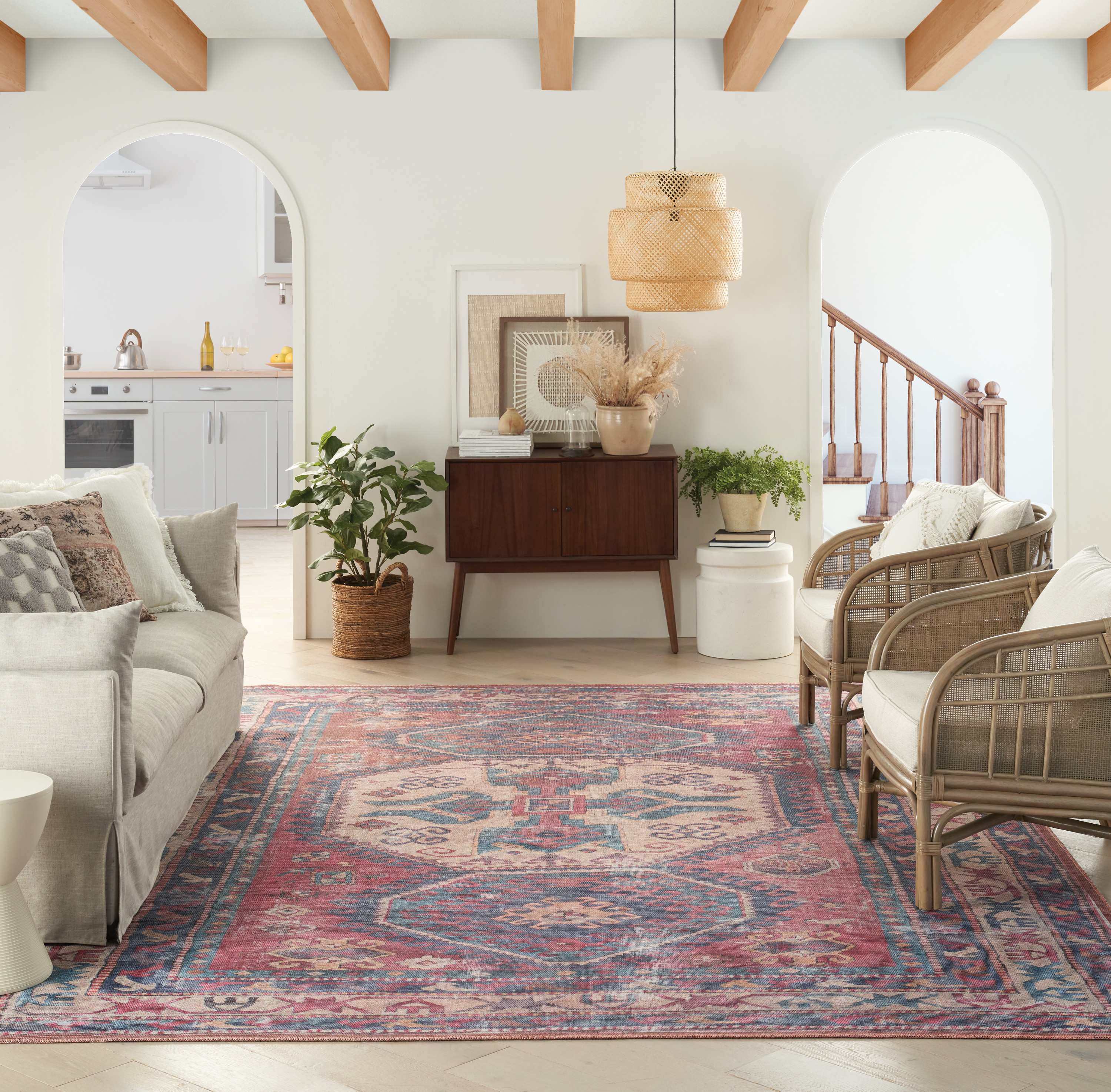 Nourison New Concept Washables 9'2" x 12' Red Navy Vintage Indoor Rug