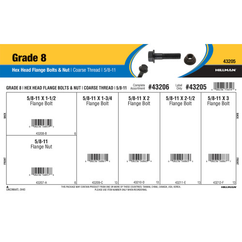 Grade 8 Hex Head Flange Bolts & Nut Assortment (5/8