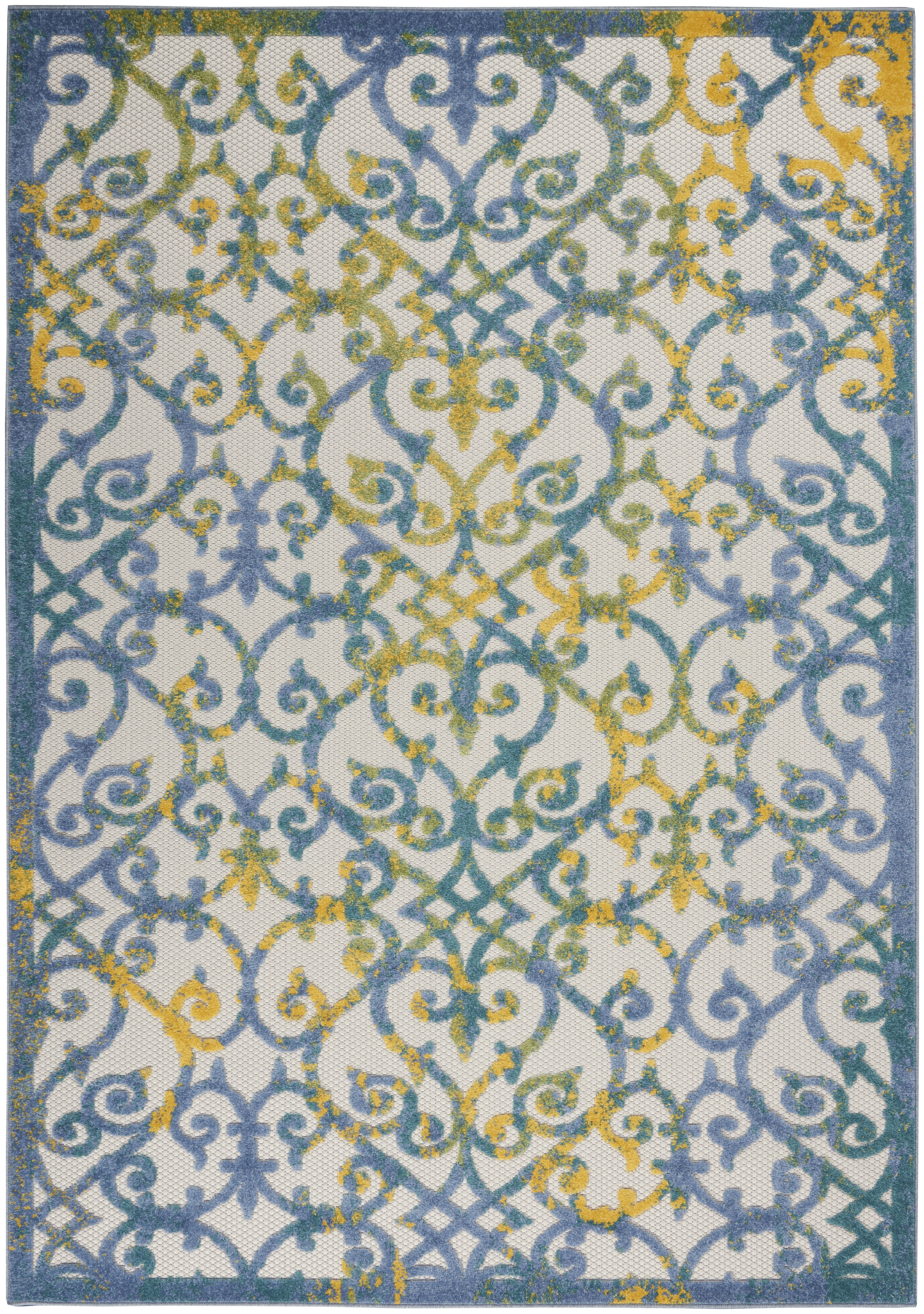 Nourison Aloha 6' x 9' Ivory Blue Contemporary Rug