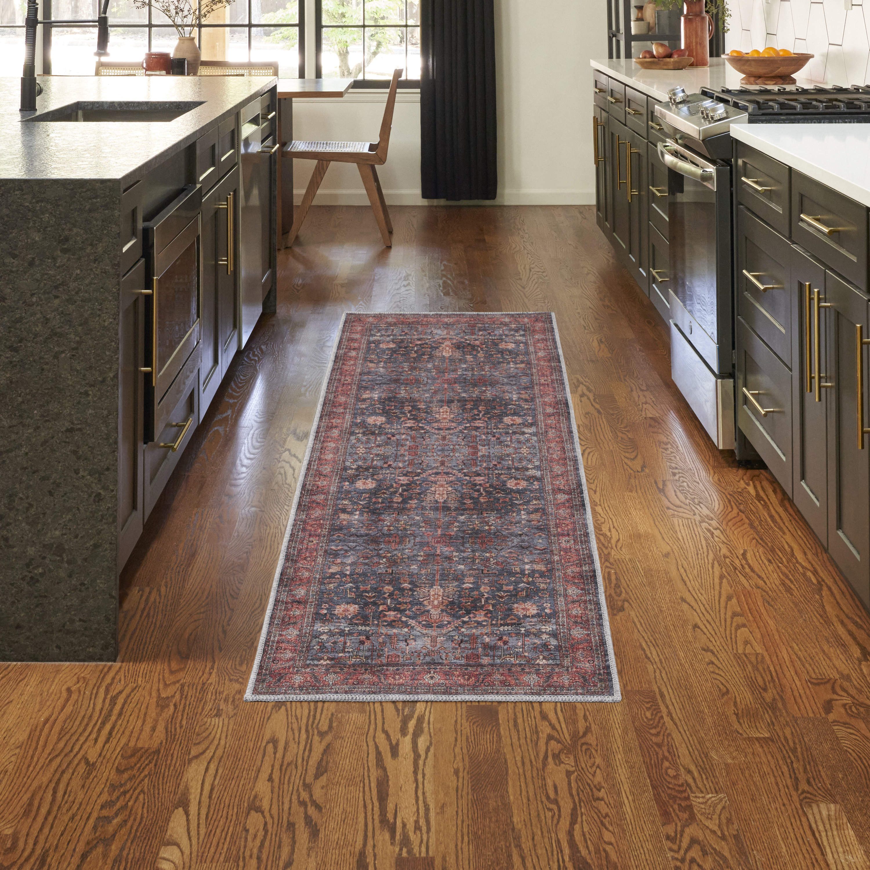 Nourison Grand Washables 2' x 6' Navy Brick Vintage Indoor Rug