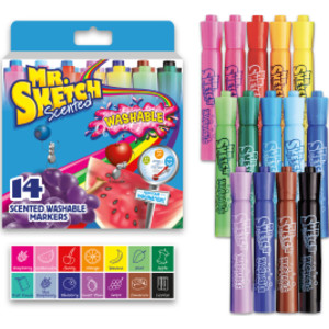 Washable Scented Markers, Chisel Tip, Assorted Colors, 14-Count