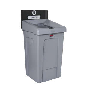 Rubbermaid Commercial, Slim Jim®, Recycling Station 1-Stream Landfill, 33gal, Resin, Gray, Square, Receptacle