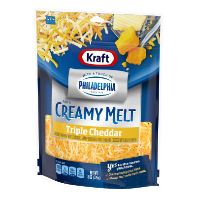 Kraft Triple Cheddar Cheese Blend with Philadelphia Cream Cheese Shredded Cheese 8 oz Bag