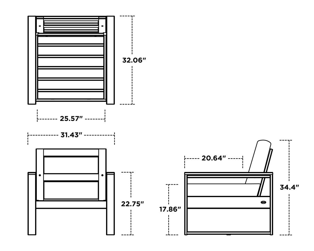 Dimensions for EDGE Club Chair