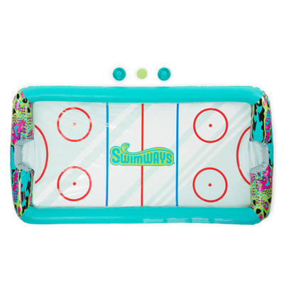 Swimways Hydro Hockey Inflatable Water Floating Table Hockey Set, Pool Toy for Kids Ages 5+
