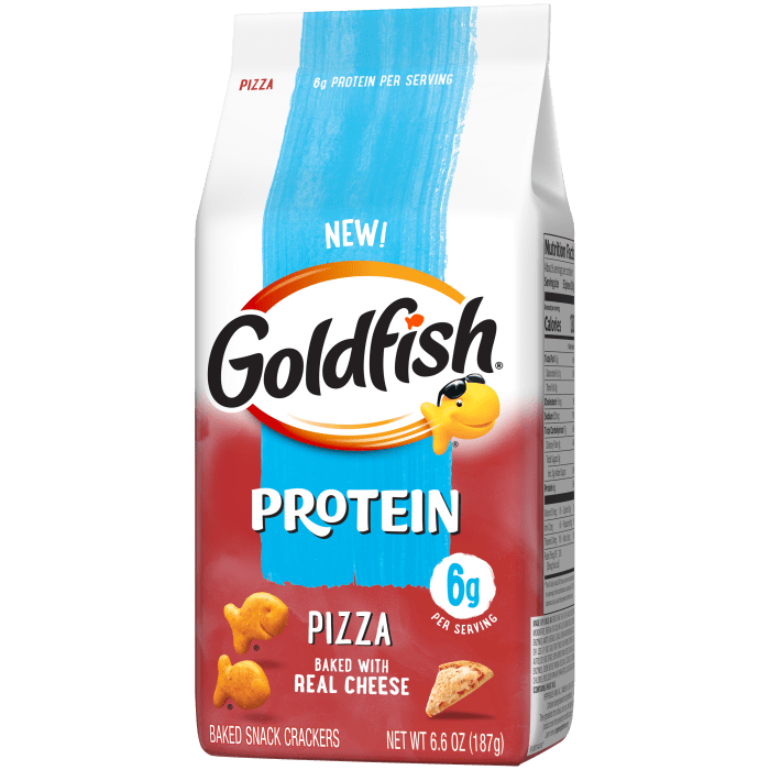 Goldfish® 6g Protein Pizza Crackers, 6 oz, bag - Right Angle Image