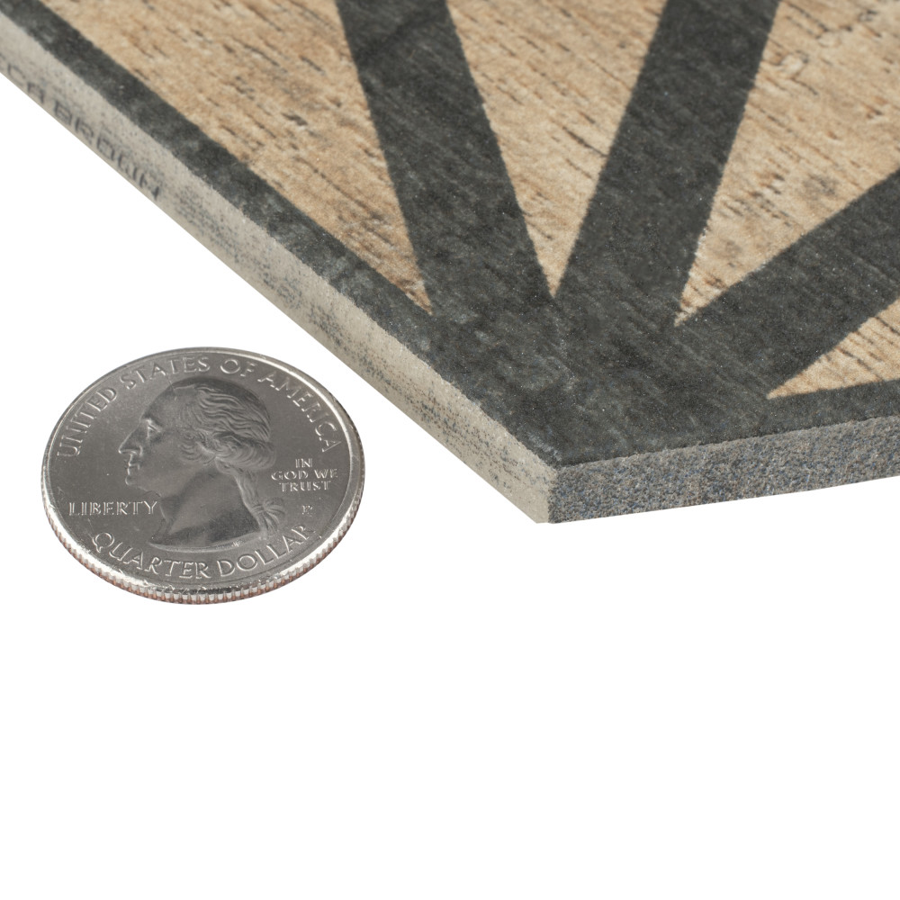 Sawnwood Tribeka Hex Brown 8-5/8 in. x 9-7/8 in. Porcelain Floor and Wall Tile