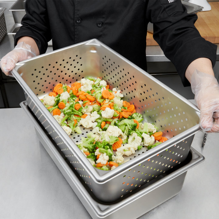 Full-size 6-inch-deep Super Pan V® perforated stainless steel steam table pan