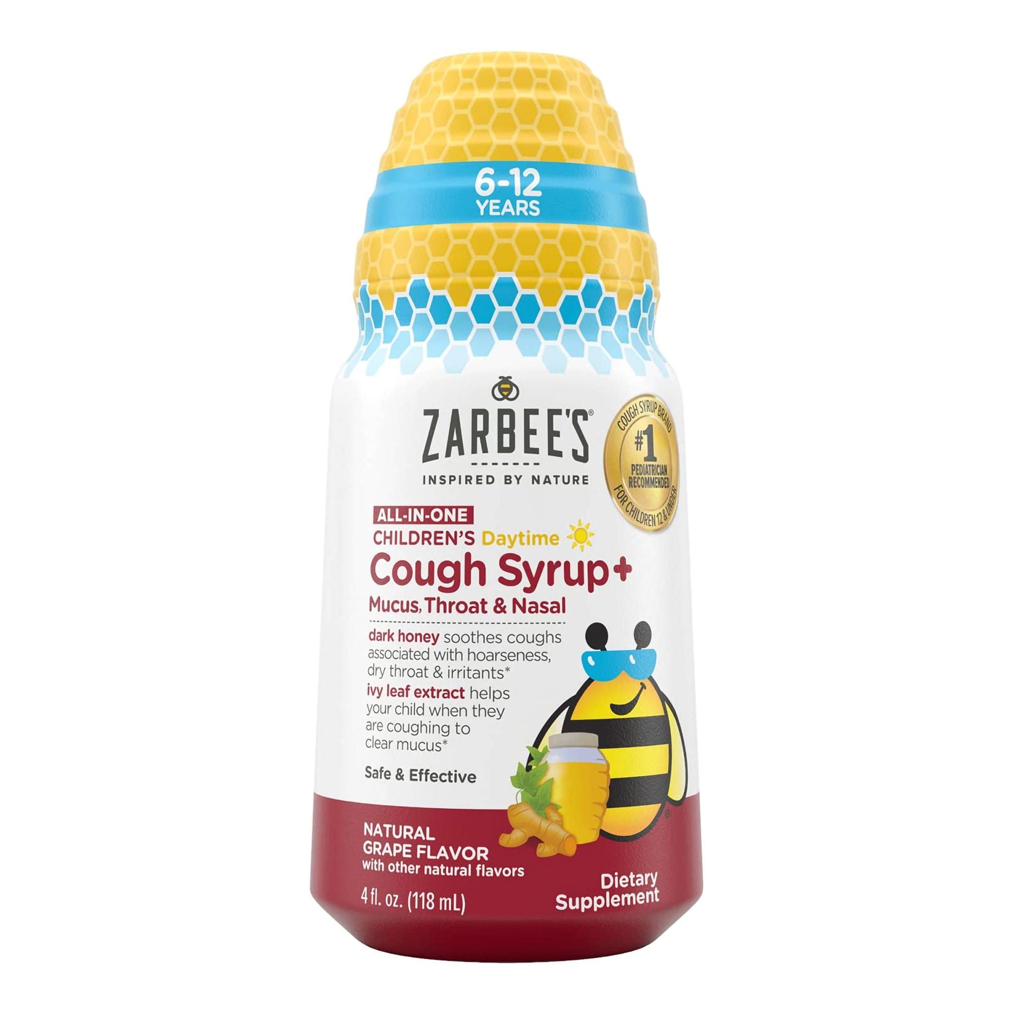 Zarbee's All-In-One Children's Daytime Cough Syrup, Mucus, Throat & Nasal, Grape