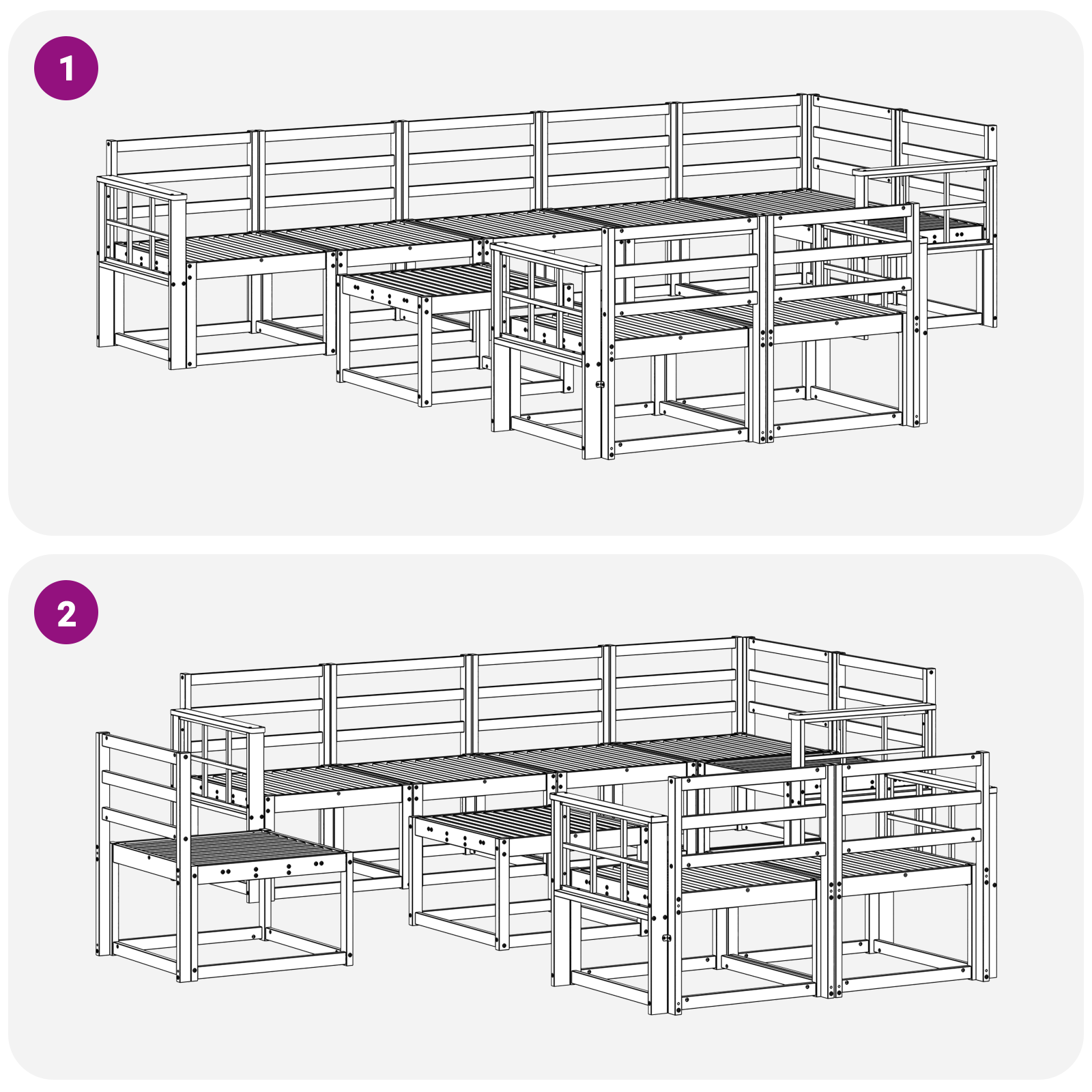 Buiten bankenset 9 pcs Wit Massief Acaciahout image 6