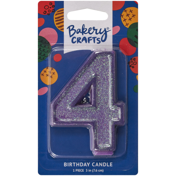 4 Glitter Numeral Candles