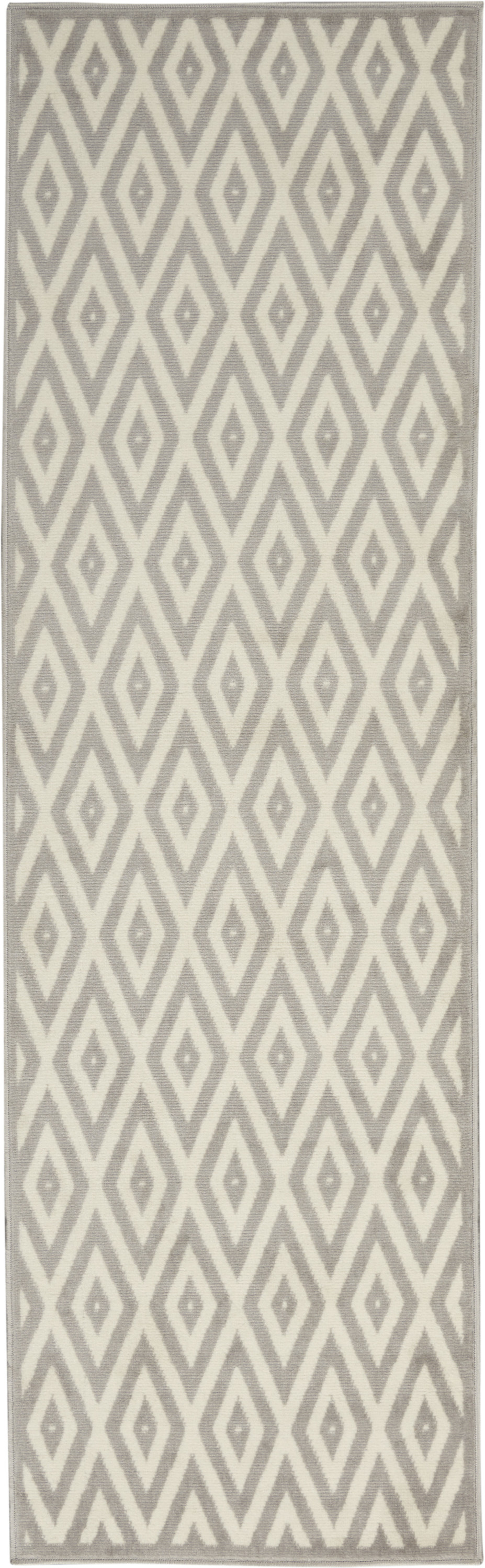 Nourison Grafix 2'3" x 7'6" White Grey Mid-Century Modern Indoor Rug
