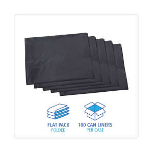 Boardwalk,  LLDPE Liner, 60 gal Capacity, 38 in Wide, 58 in High, 1.1 Mils Thick, Gray