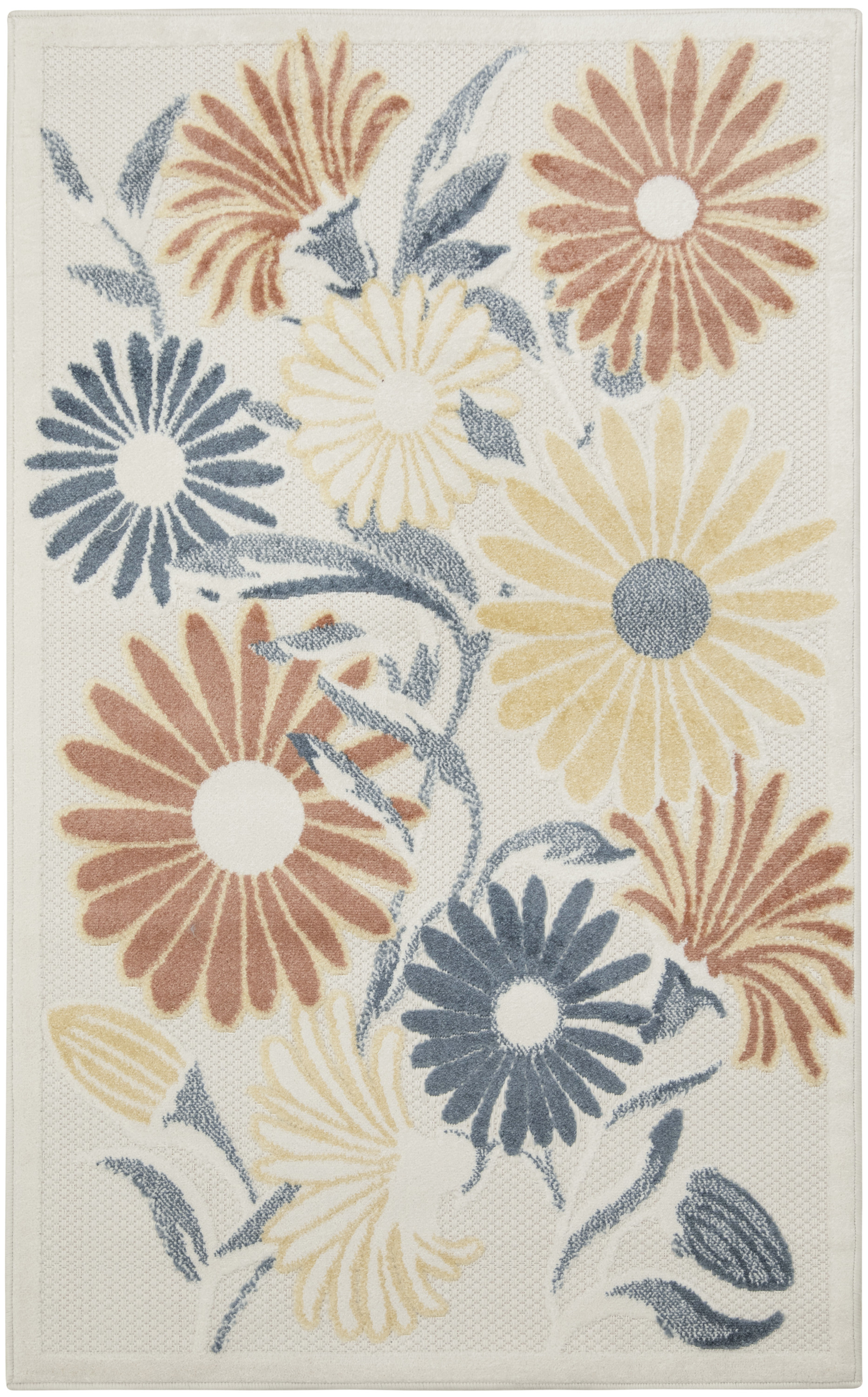 Nourison Aloha 2'8" x 4' Ivory Rose Outdoor Rug
