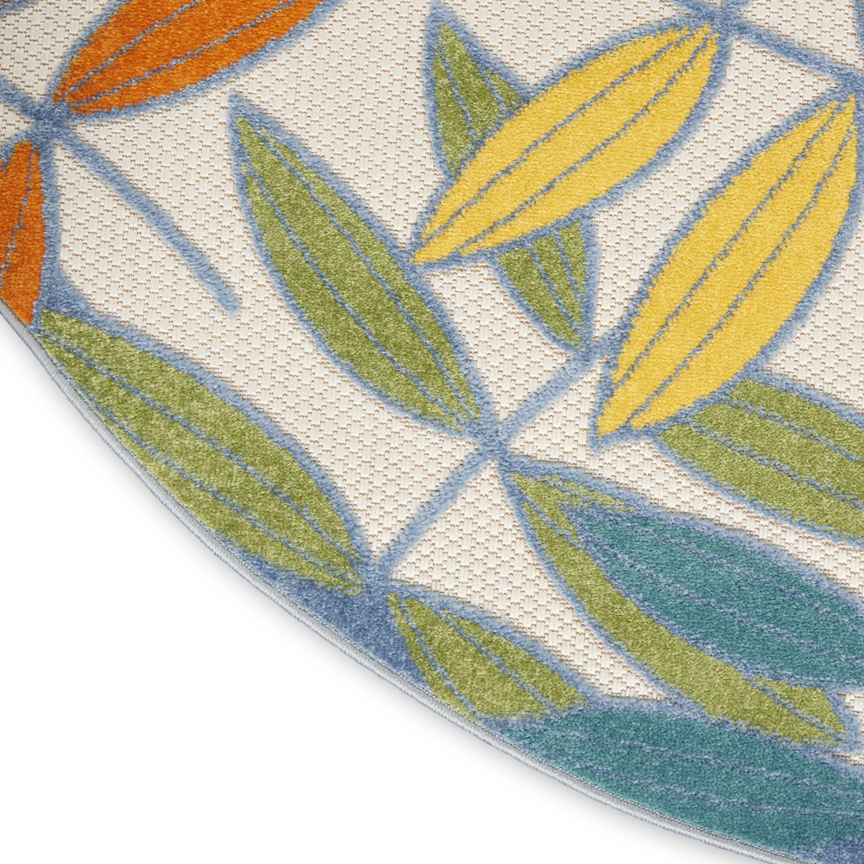 Nourison Aloha 5'3" x Round Ivory Multicolor Tropical Rug