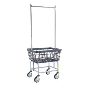 R&B Wire, Dura-Seven Laundry Cart w/ Double Pole Rack, Gray