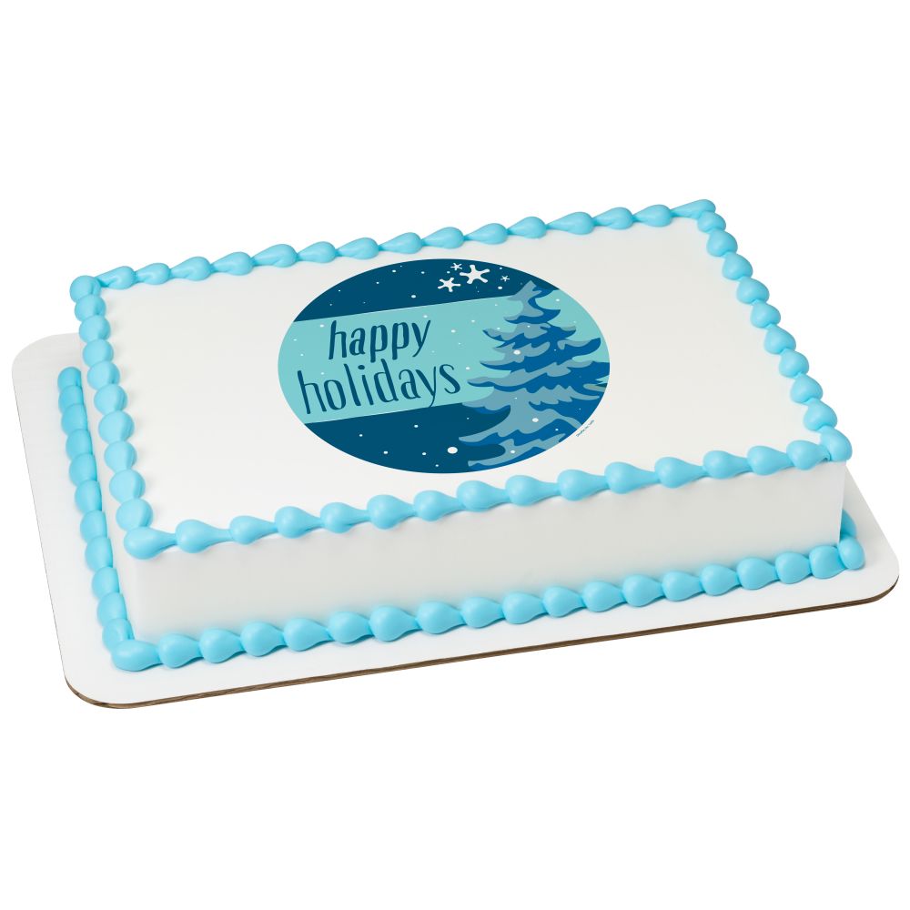 Image Cake Winter Wonderland Happy Holidays Tree