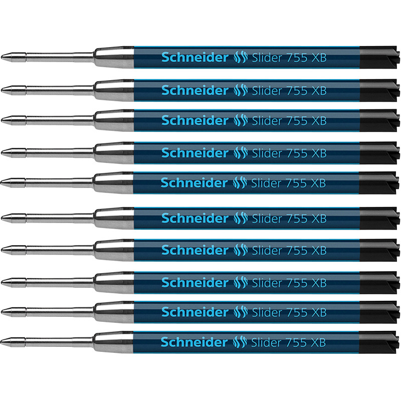 Slider 755 XB Ballpoint Pen Refill, Viscoglide Ink, Black, Pack of 10