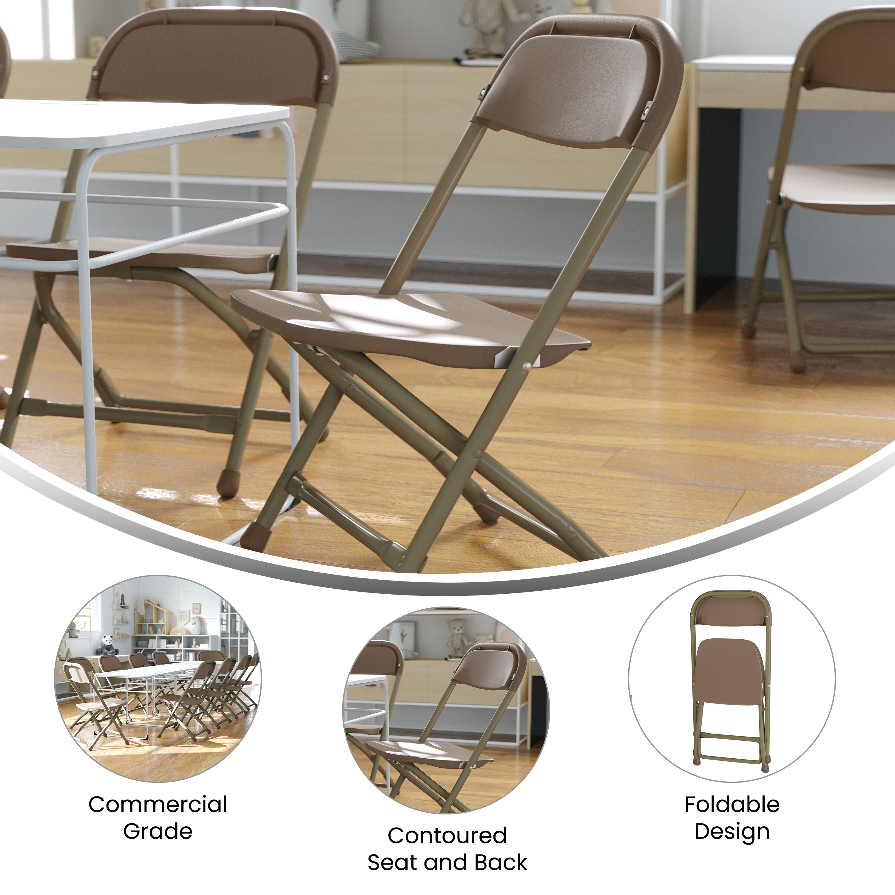 Pack de 2 sillas plegables de plástico blanco para niños - Imagen 14 de 63