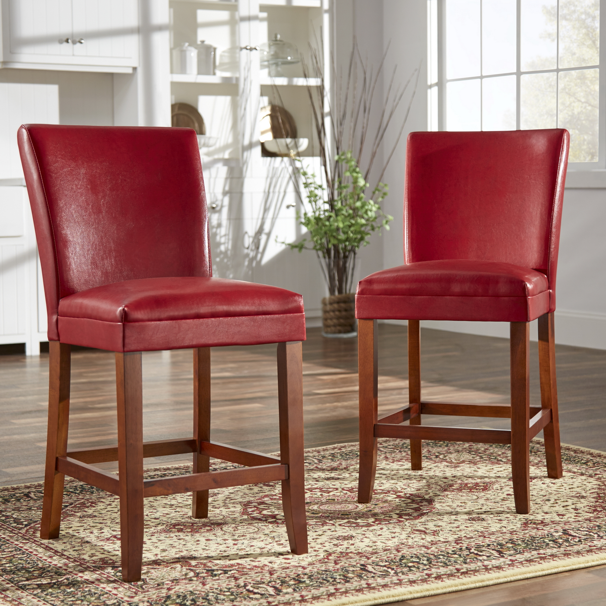 Classic Upholstered High Back Counter Height Chairs (Set of 2)