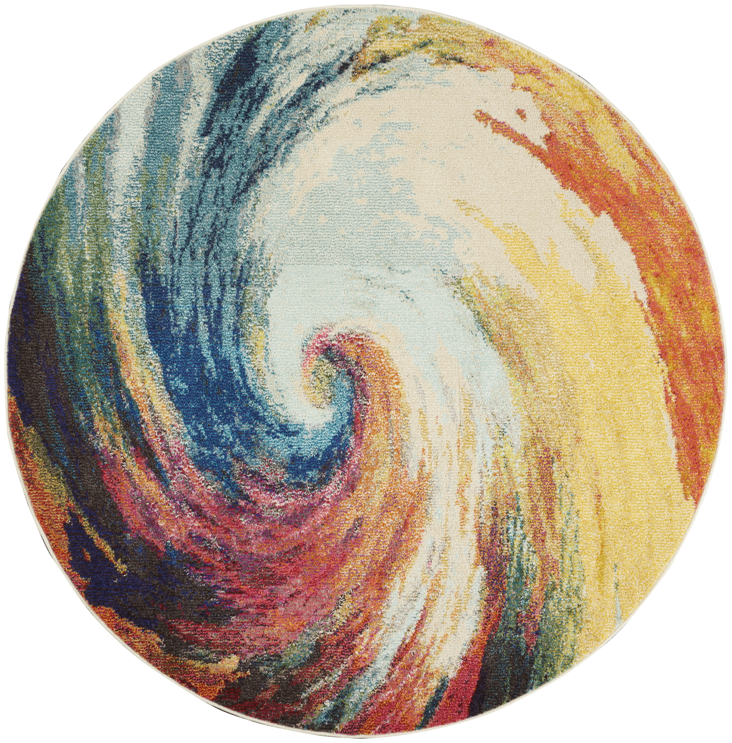 Nourison Celestial 4' x Round Wave Modern Indoor Rug