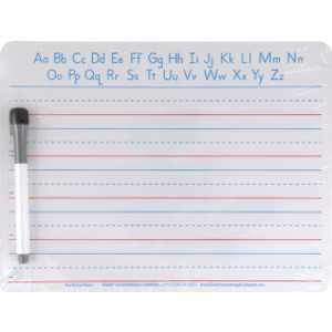 Handwriting Whiteboard Dry Erase Set, 2-Sided, Ruled/Plain, with Marker/Eraser, 9" x 12"