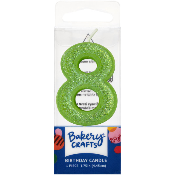 8 Mini Glitter Numeral Candles