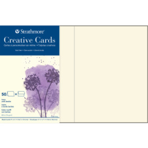 Creative Cards & Envelopes, Ivory with Deckle Edge, Full Size, 5x6.875 inch, Pack of 50
