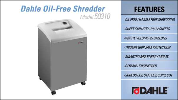 Dahle 50310 Oil Free Small Office Shredder InfoGraphic