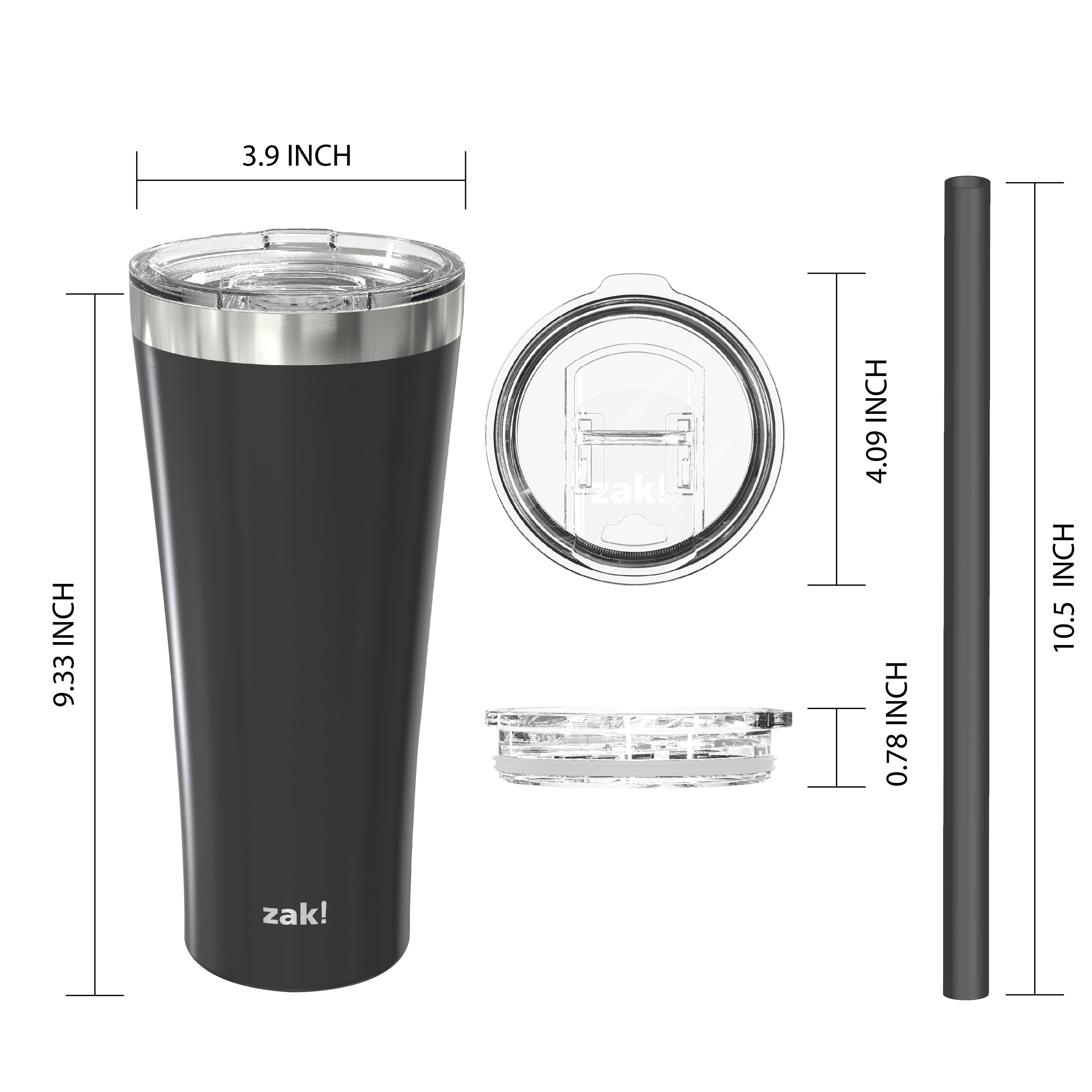 Alpine 30 ounce Stainless Steel Vacuum Insulated Tumbler with Straw, Charcoal slideshow image 5