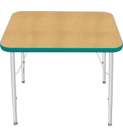 Creative Colors® Activity Table, Rectangle, 24" x 30", Maple Top Color, Teal Edge Color, Standard Leg Height, Platinum Silver Le
