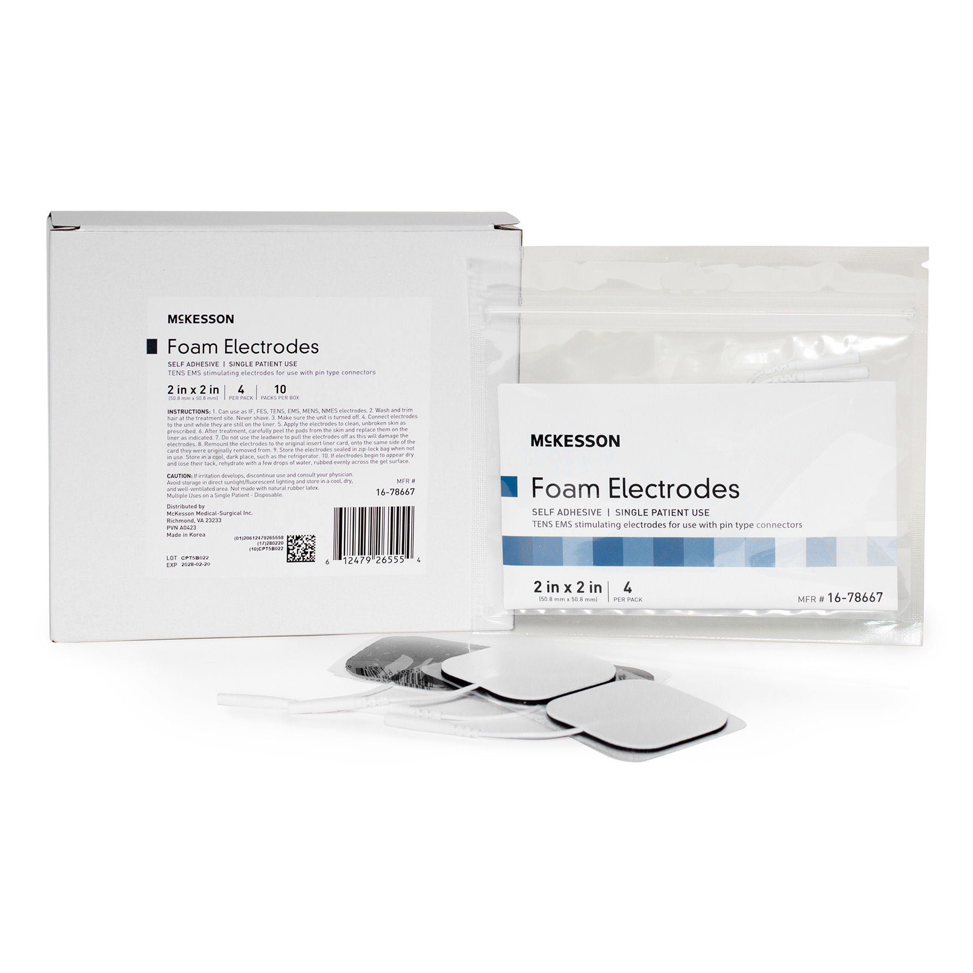 McKesson Brand ELECTRODE, TENS/EMS FOAM 2"X2"(4/PK 10PK/BX 10BX/CS)
