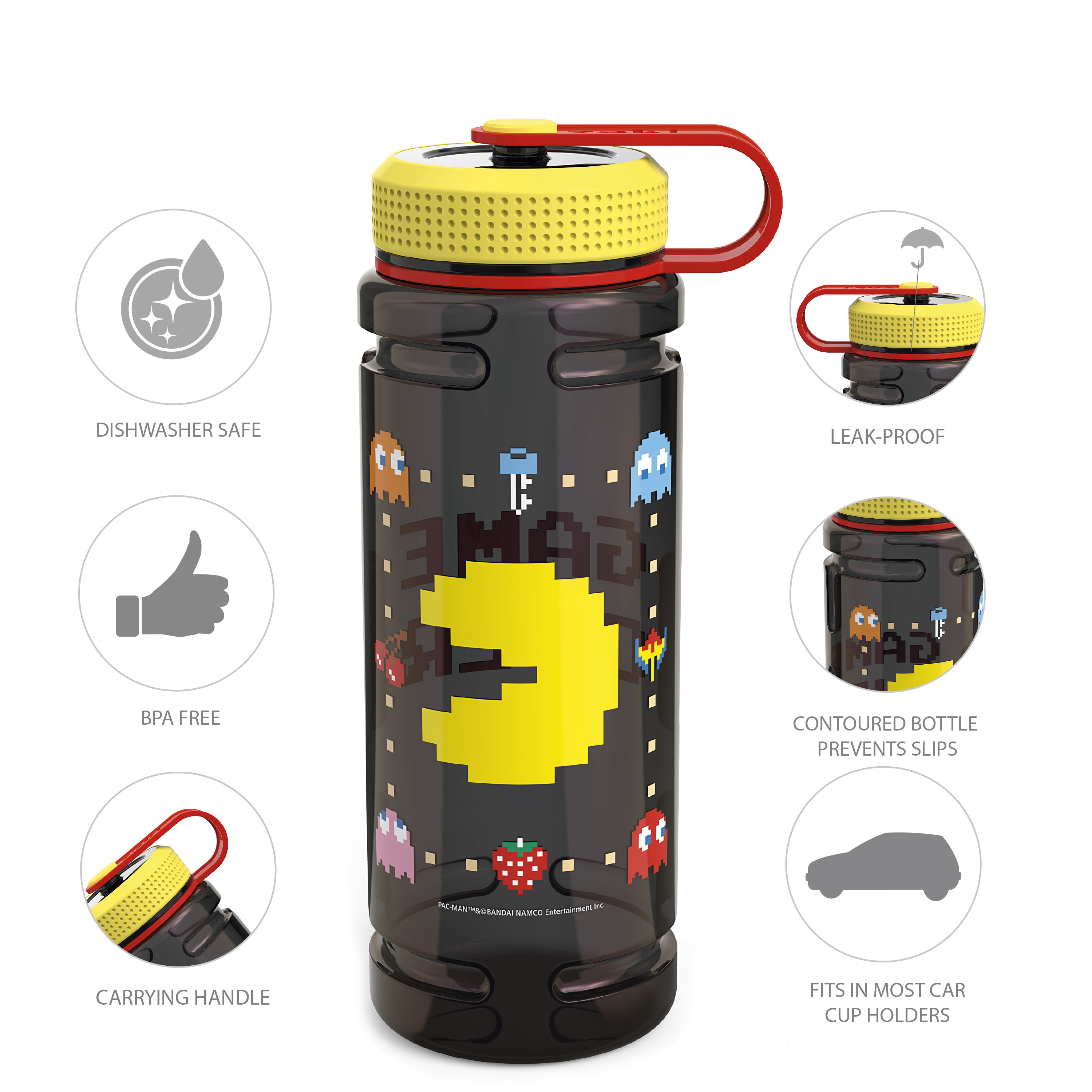 Pac Man 36 ounce Reusable Plastic Water Bottle, Pac Man and Ghosts slideshow image 3 Pac Man 36 ounce Reusable Plastic Water Bottle, Pac Man and Ghosts slideshow image 3