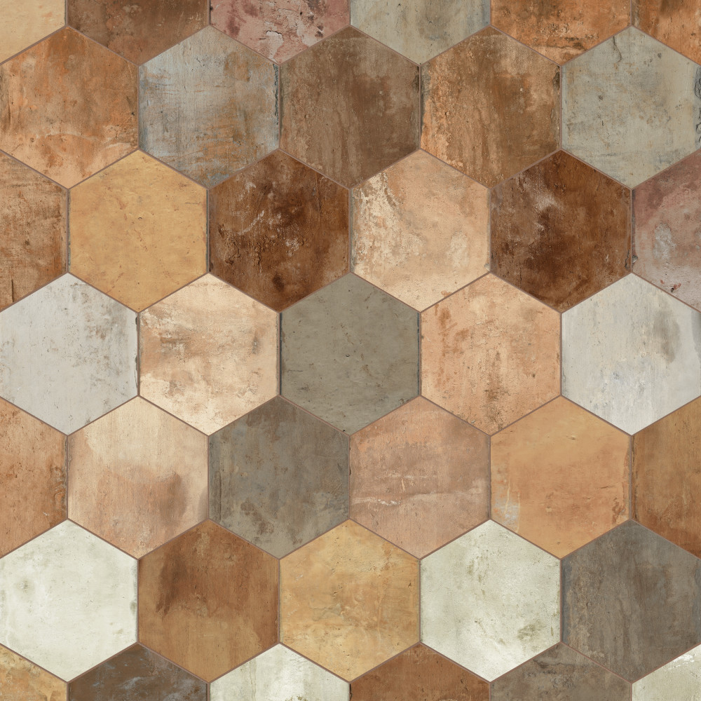 Terre Hex Rosso 9.88x11.38 Hexagon Porcelain Floor and Wall Digital Pattern