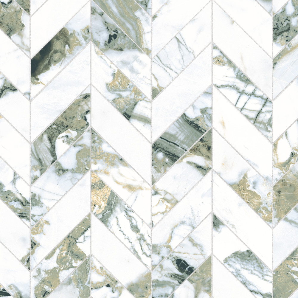 Touche Chevron Jade 11-3/4 in. x 12-1/4 in. Porcelain Mosaic Tile