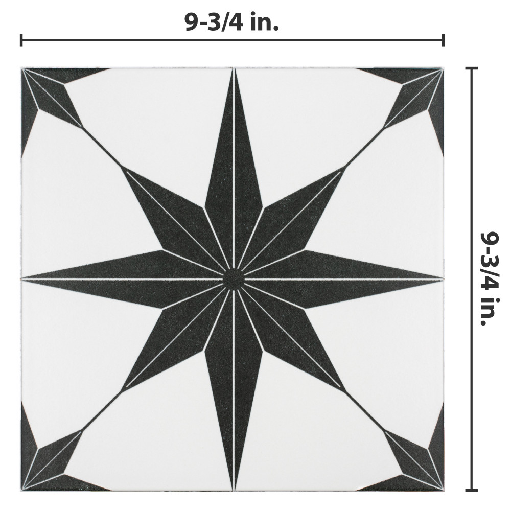 Stella Nero 9-3/4 in. x 9-3/4 in. Porcelain Floor and Wall Tile