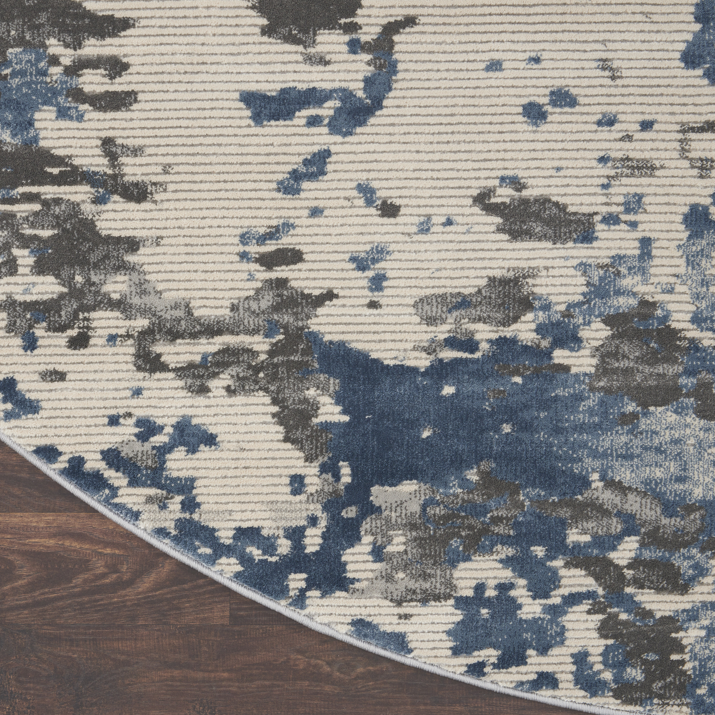 Nourison Rustic Textures 5'3" x Round Grey Blue Modern Indoor Rug